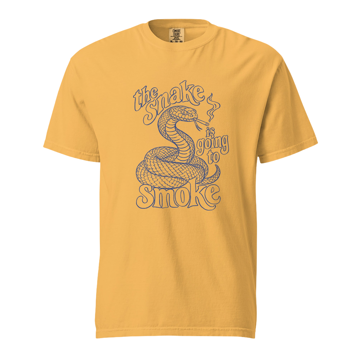 The Snake Is Going to Smoke — Unisex t-shirt in Mustard